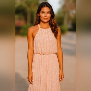 Premier Amour Women's Pink Polka Dot Sleeveless Maxi Dress 10